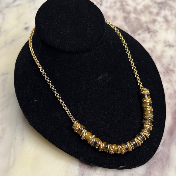 Talbots Jewelry - Talbots Gold-Tone Necklace with Amber Bead Accents